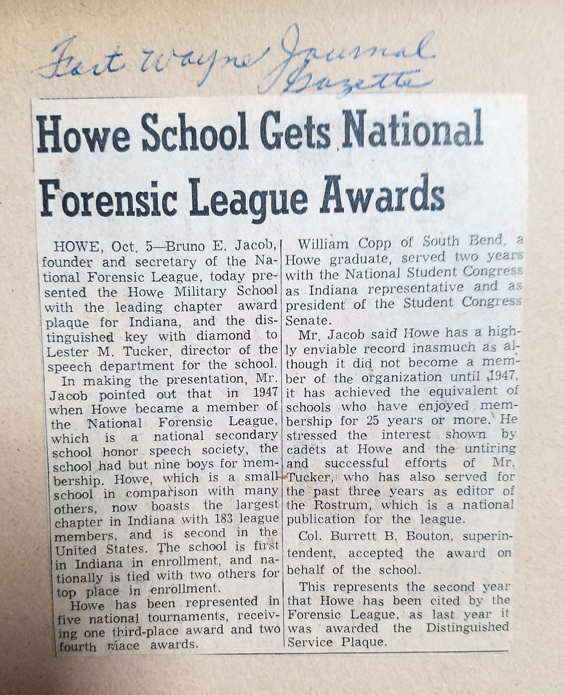 National Forensic League Award