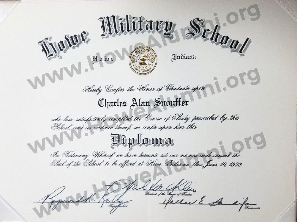 Charlie Snauffer Diploma 1974